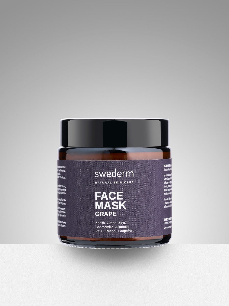 swederm.pl Silnie rewitalizująca maska do twarzy z glinką kaolinową i alantoiną - Face Mask Grape